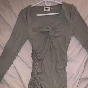 light green ruched dress w adjustable drawstrings!